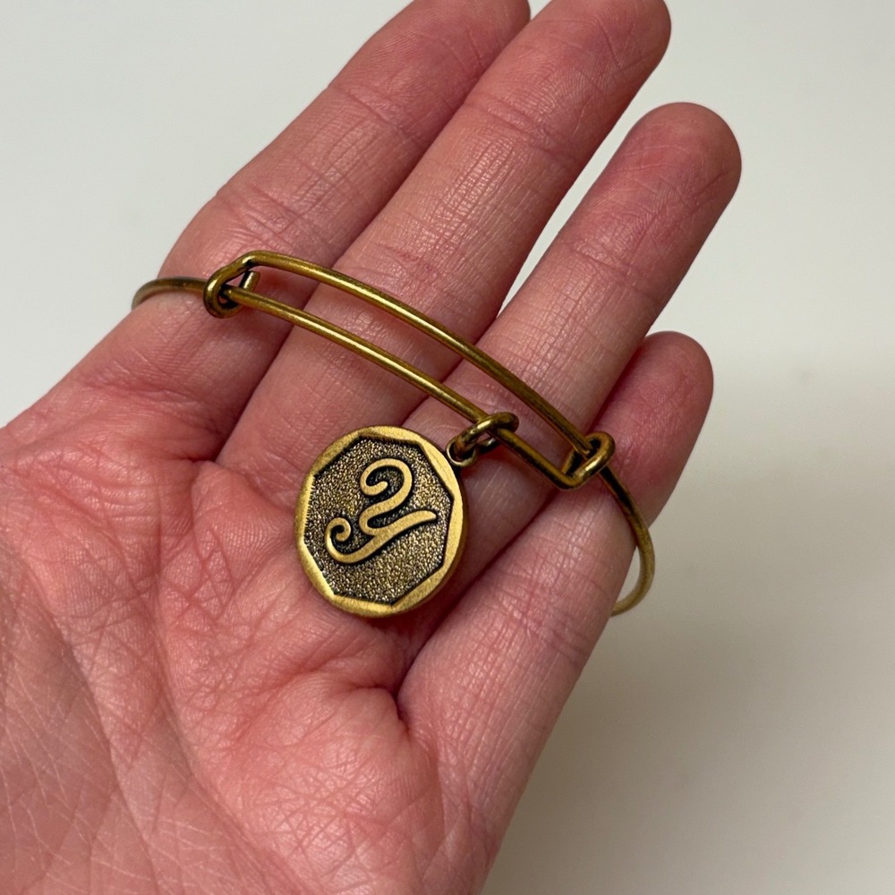 Alex and Ani Initial Y Expandable Bangle Rafaelian Gold Finish Charm Bracelet